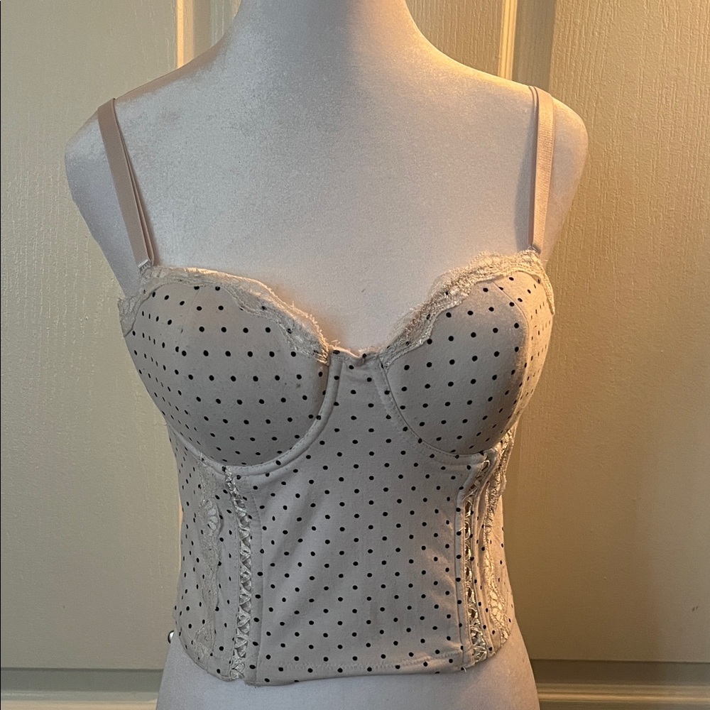 Polka Dot Corset Top - Cream